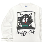 1980's~ HANES HAPPY CAT ART HAND PAINTED L/S TEE ... XL