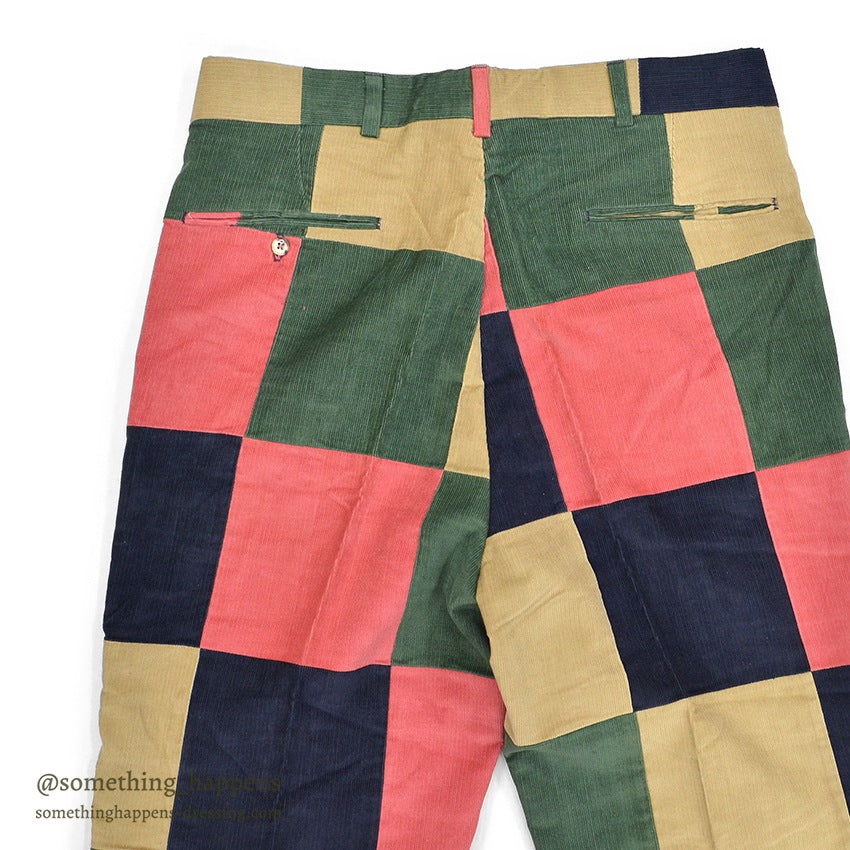 1970's~ DEADSTOCK KENSINGTON ROW PATCHWORK CORDUROY PANTS... W34