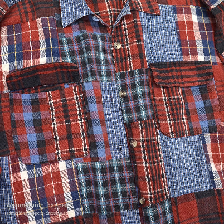 EDDIE BAUER PATCHWORK PLAID FLANNEL SHIRT ... M