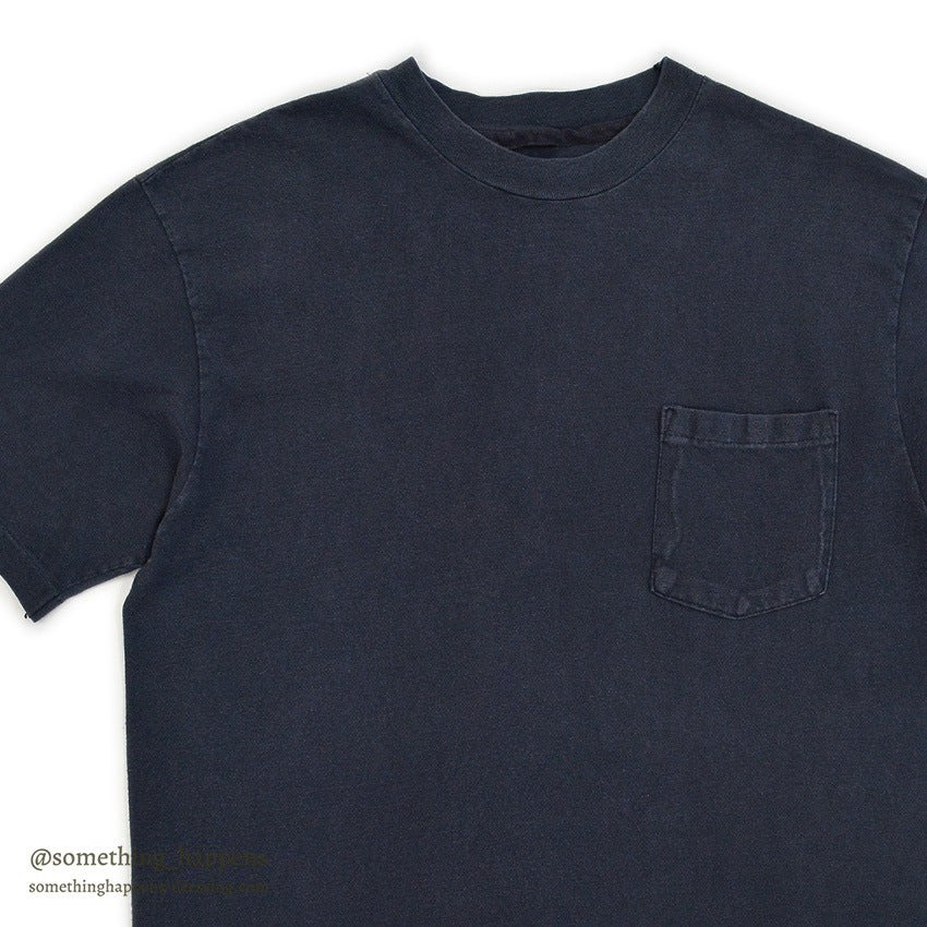 1990's BLACK FADED PLAIN POCKET T-SHIRT ...