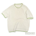 1960's~ OLD COTTON KNIT S/S SWEATER ...