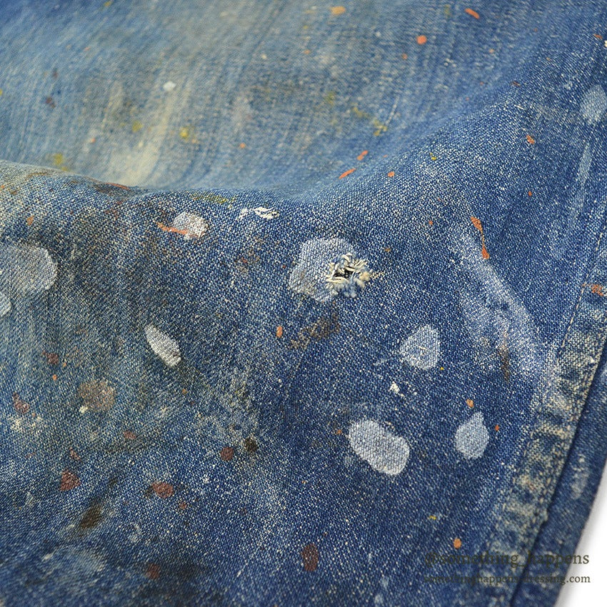 1940's U.S.NAVY WW2 DENIM TROUSERS PAINT SPLATTER/FADED ... W30/L30