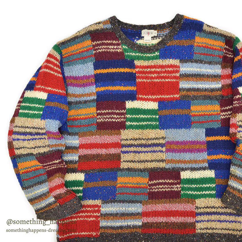 1990's J.CREW MULTI-COLOR WOOL KNIT SWEATER... M