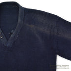1930's~ OLD DARK NAVY KNIT WOOL SWEATER / FADED...