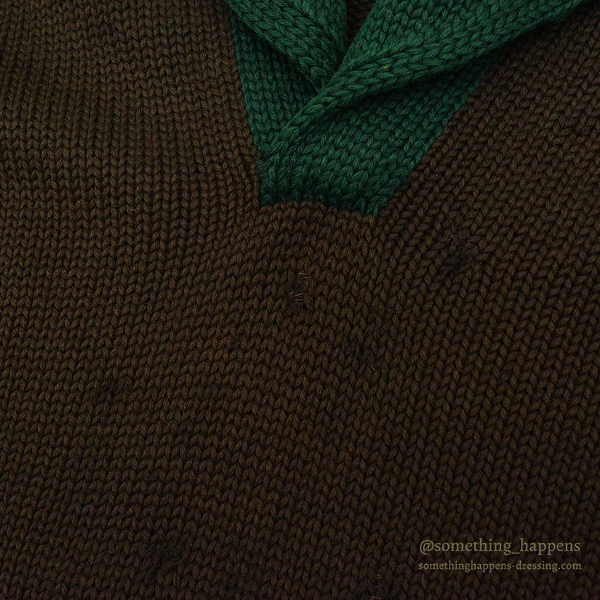 1930's Oakes Bros TWO-TONE SHAWL COLLAR SWEATER...