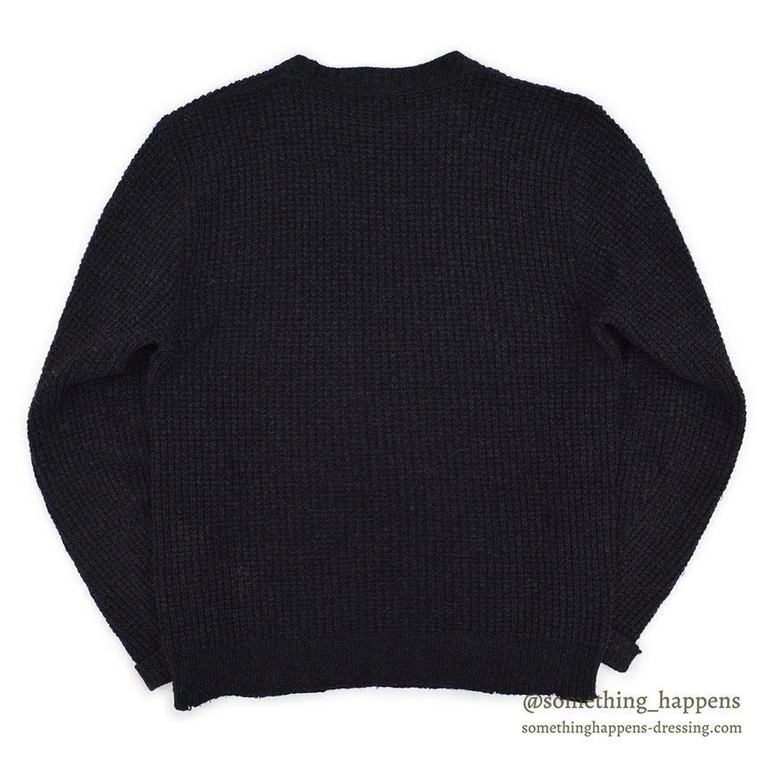 1960's TOWNCRAFT PENNEY'S WAFFLE WEAVE SWEATER BLACK ... L