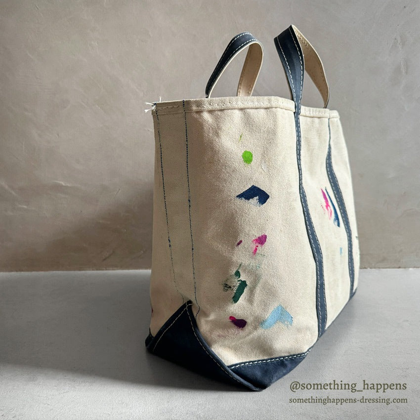1980's LLBEAN BOAT AND TOTE NAVY / USED BY PAINTER... LARGE
