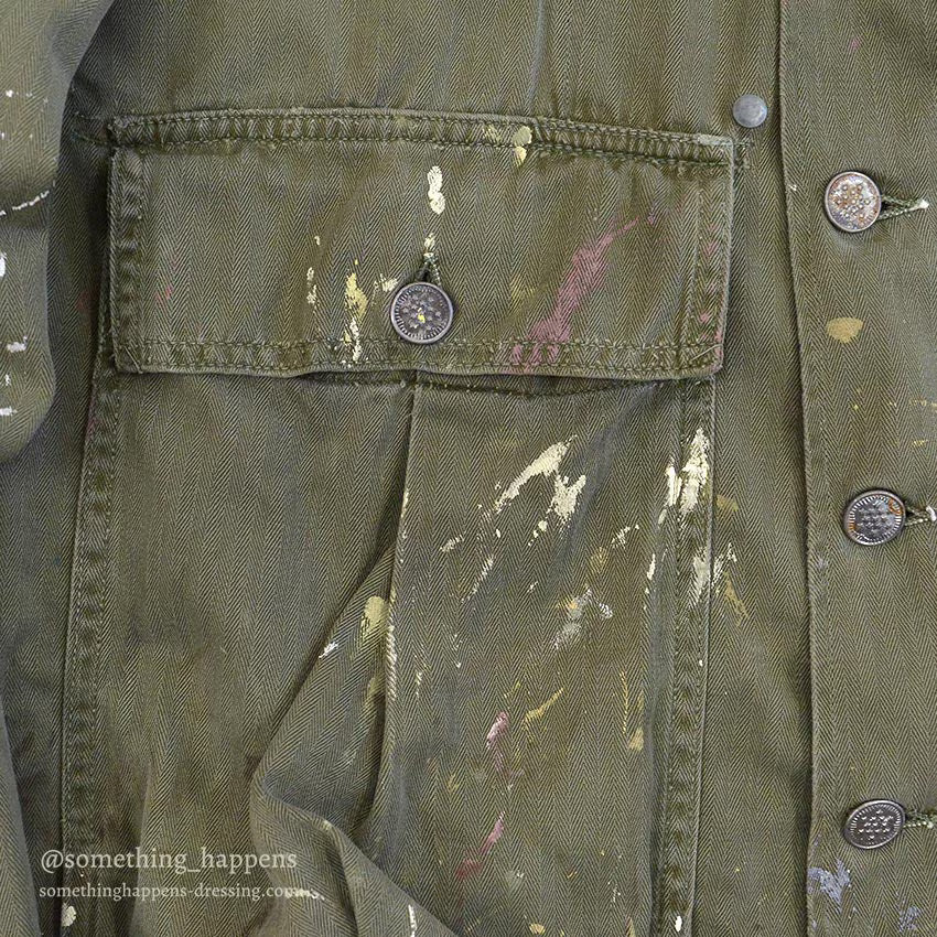1940's USARMY WW2 M-43 HBT JACKET / PAINT SPLATTER...