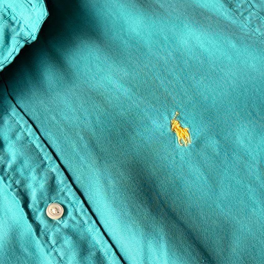 1990's POLO RALPH LAUREN LINEN/SILK S/S SHIRT ... M