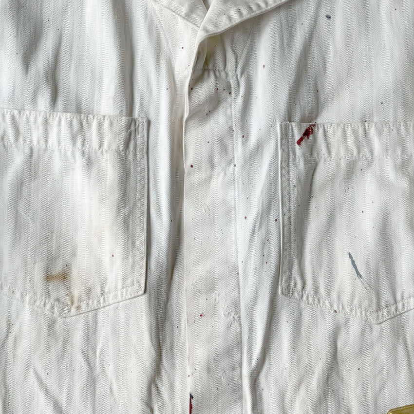 1950's~ PAINT SPLATTER HBT SERVICE COAT... 42