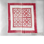 ANTIQUE RED / WHITE DOUBLE SQUARE PATCHWORK CRIB QUILT... 100cm/94cm