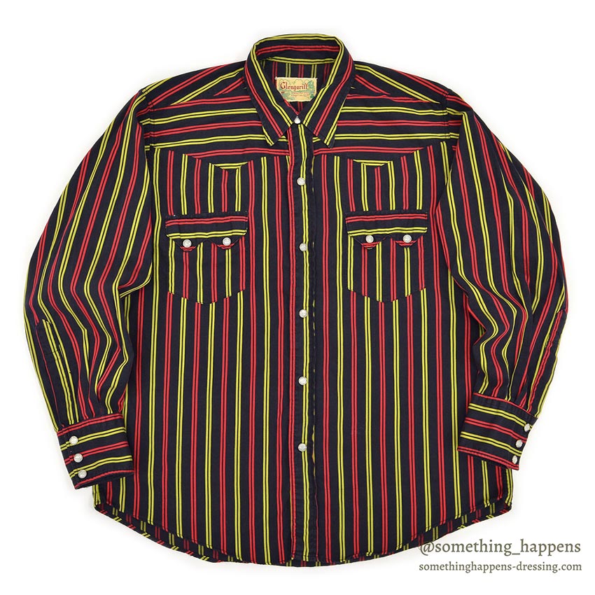1950's GLENGARIFF BLACK & STRIPES WESTERN SHIRT...