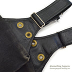 ~1970's OLD BLACK COTTON / LEATHER HUNTING BAG...