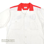 1960's THE CONQUEROR CHAIN ​​STITCH TWO-TONE BOWLING SHIRT...M