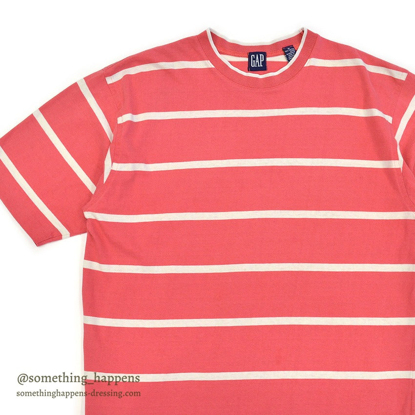 ~1990's GAP PINK/WHITE STRIPE COTTON T-SHIRT ... M