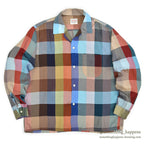 1960's TruVal BLOCK PLAID RAYON BLEND SHIRT... L