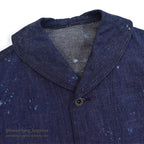 1940's USNAVY WW2 SHAWL COLLAR DENIM JACKET / DARK AND DAMAGED...