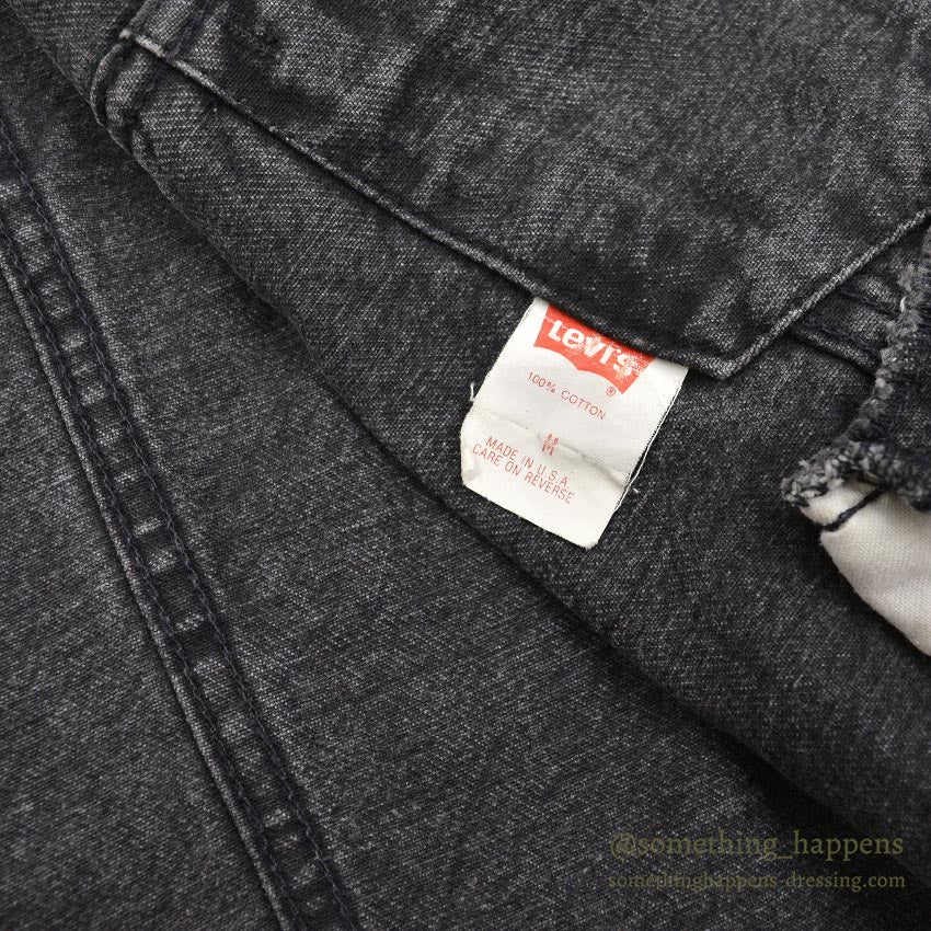 1980's Levi's 70507-0253 ACID WASH BLACK DENIM VEST / CHOPPED ... M