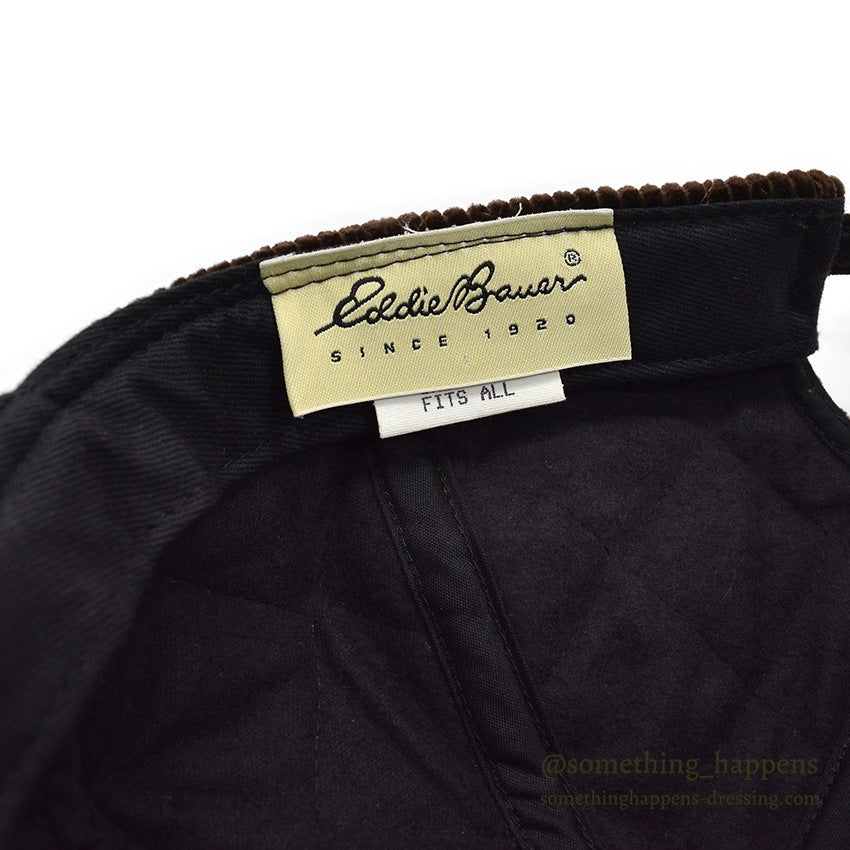 1990's EDDIE BAUER QUILTED CORDUROY CAP / BROWN...