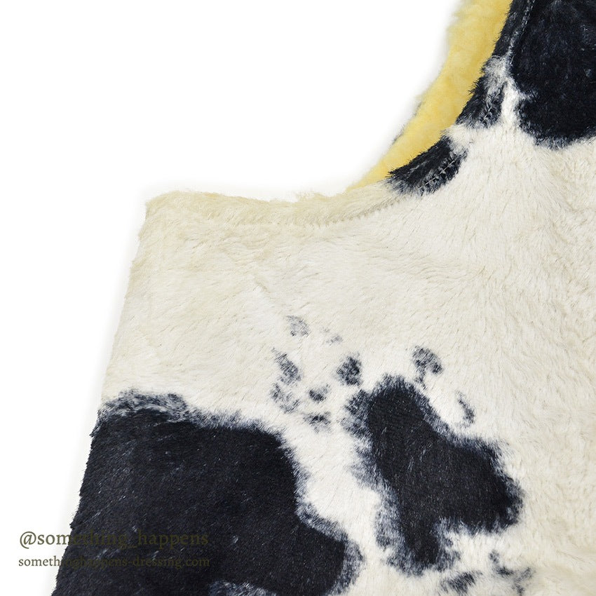 1960's CAMPUS ANIMAL PATTERN FAUX FUR BOA VEST... L