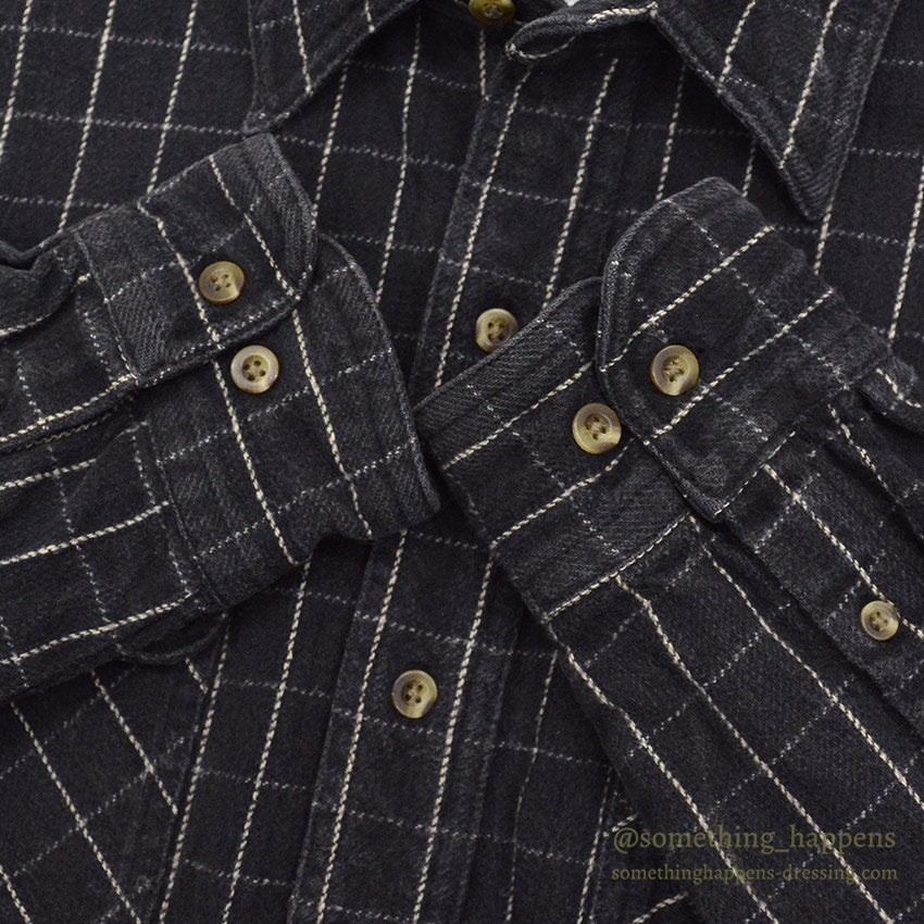 1990's BERNE BLACK COTTON HEAVY FLANNEL SHIRT... L