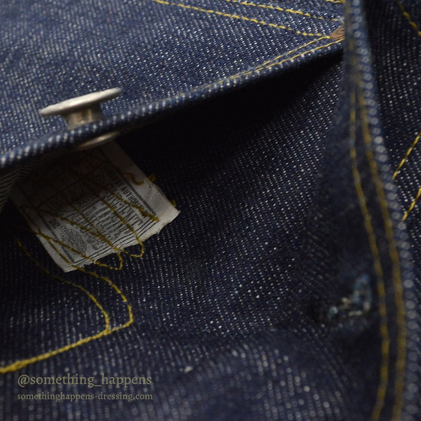 1940's DEADSTOCK FOREMOST BUCKLE BACK DENIM JACKET / LEATHER PATCH ... 36