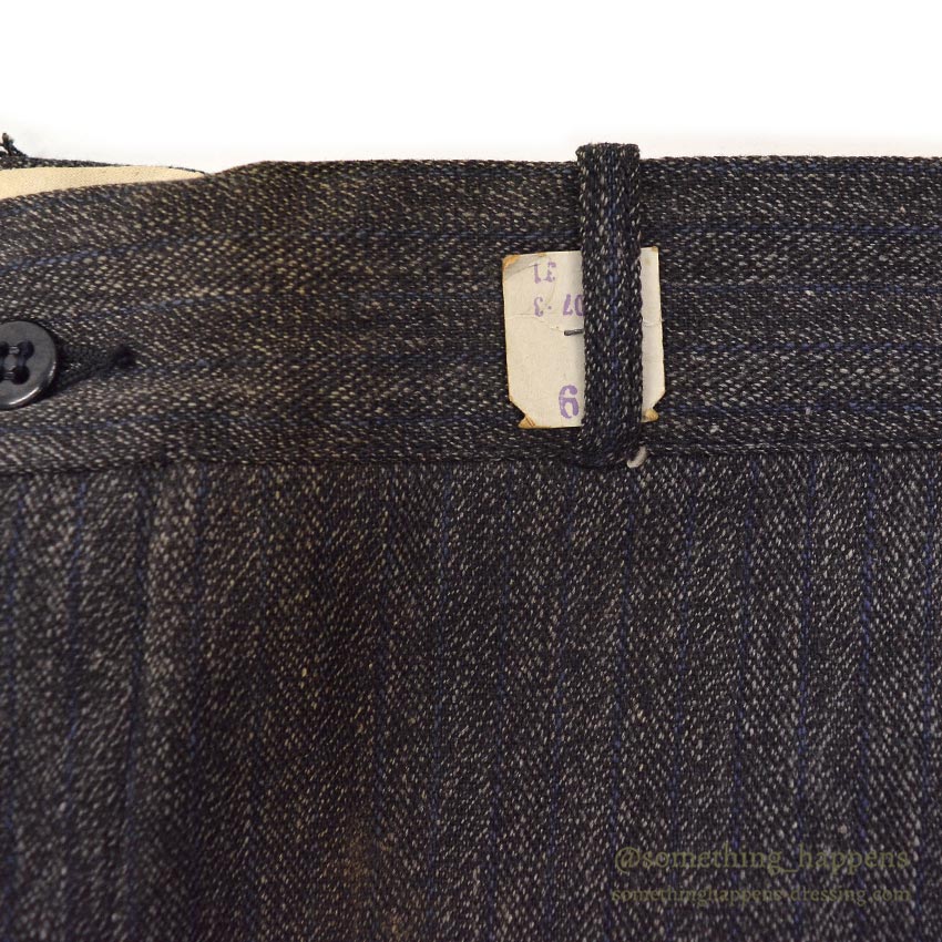 c.1940 DEADSTOCK OLD COTTON STRIPE WORK PANTS / ESSEX TROUSERS ... W33/L31