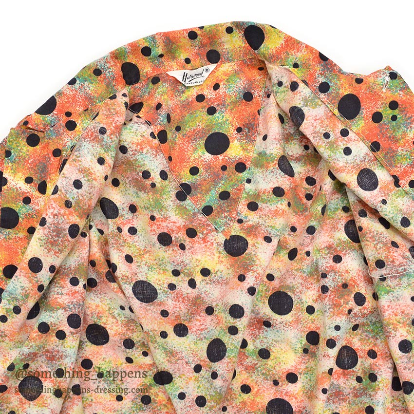 1960's HARWOOD POLKA DOTS UNUSUAL PRINT PAJAMA SHIRT...