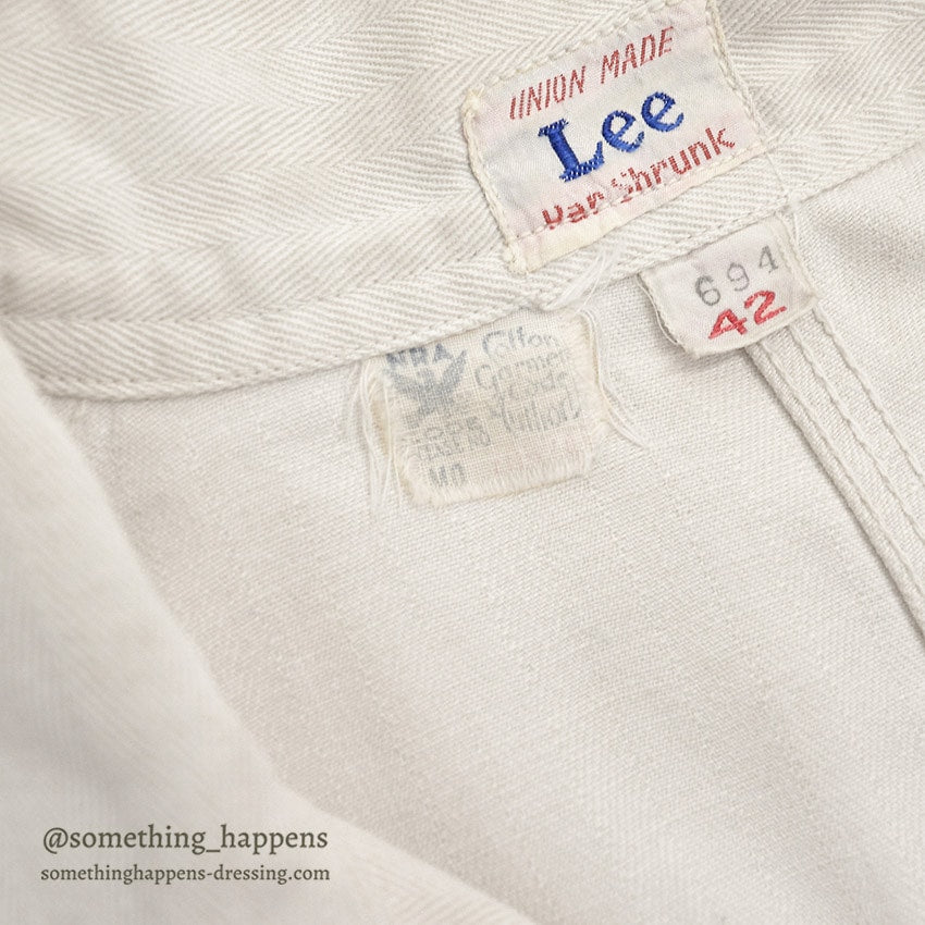 1930's Lee NRA LABEL HBT SHOP COAT... 42