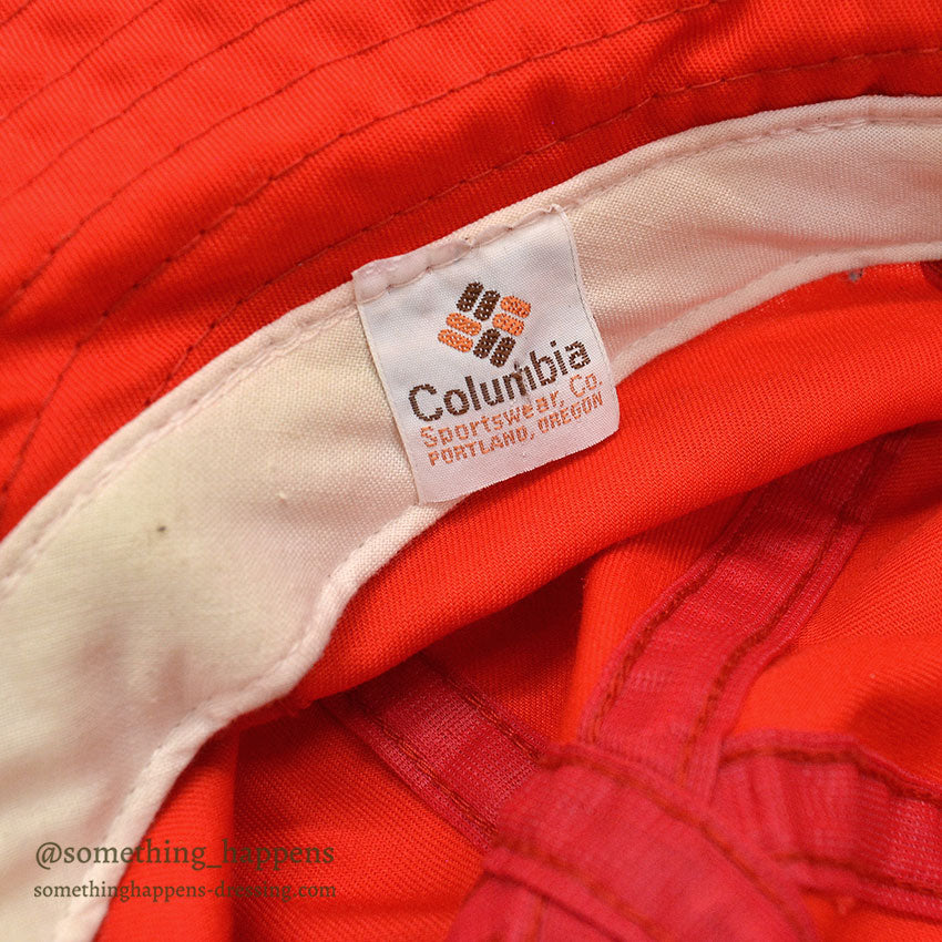 1980's COLUMBIA WIDE BILL CAP WITH SUN VISOR / RED...
