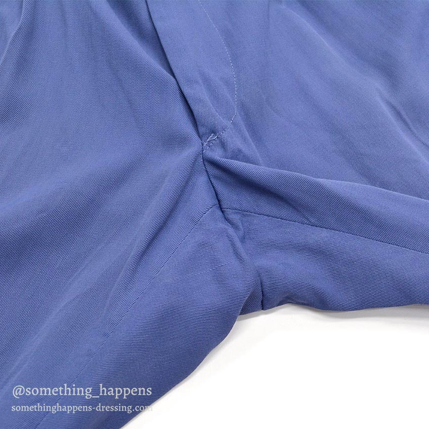 1960's RAYON YELLOW LINE BLUE SLACKS... W32