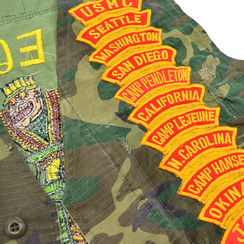 ~1980's USMC OKINAWA EMBROIDERY TOUR VEST / HEAVY EQUIPMENT MECHANIC...