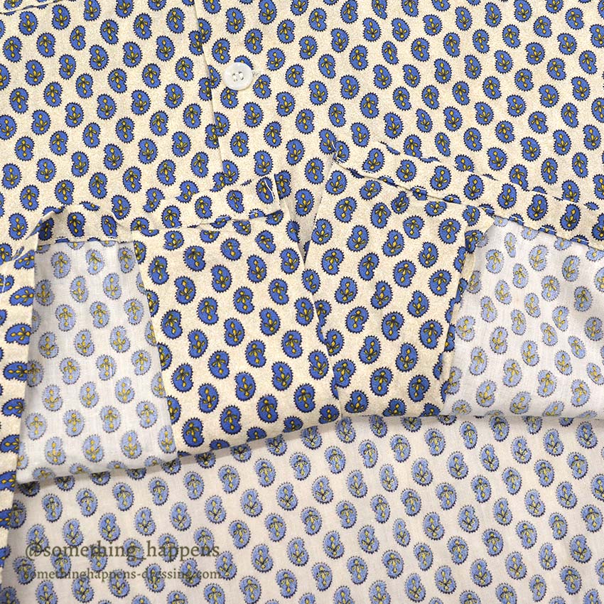 1960's KEY WEST PAISLEY-LIKE PATTERN SHIRT / BLUE ... M