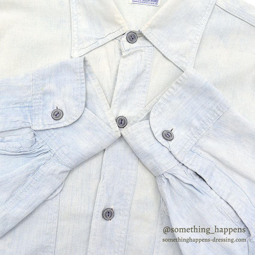 1960's SEARS CHAMBRAY SHIRT / SUPER FADED ...