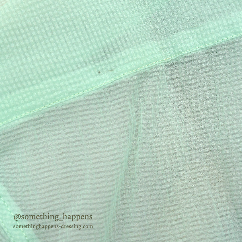 1950's~ DEADSTOCK DU PONT NYLON SEERSUCKER S/S SHIRT / MINT GREEN ... M