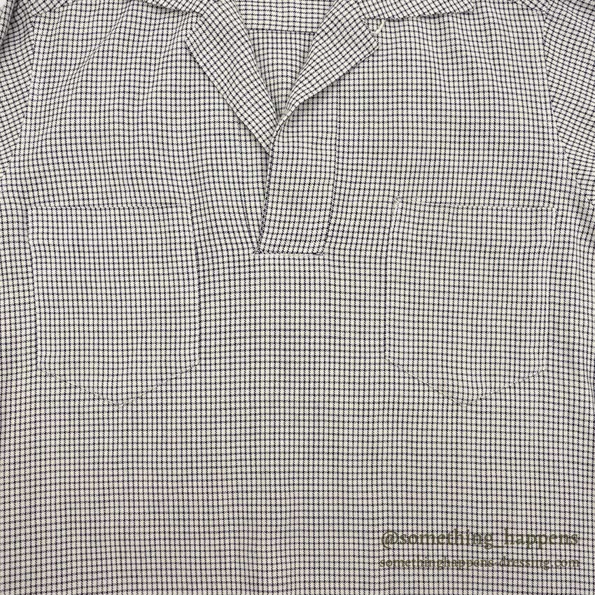1950's BLACK / WHITE PLAID PULLOVER RAYON SHIRT...
