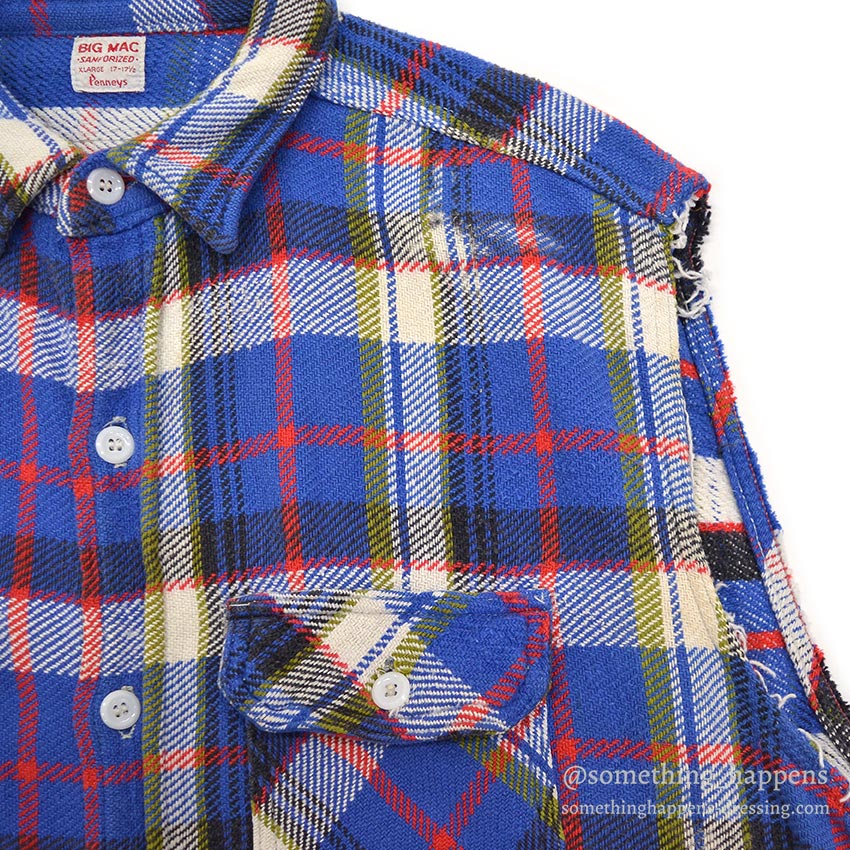1960's BIG MAC HEAVY FLANNEL VEST / CUT OFF ... XL