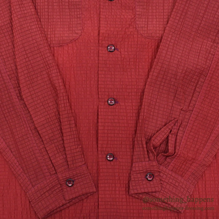 1950's DEADSTOCK GUYMONT DARK RED NYLON SHIRT ... L