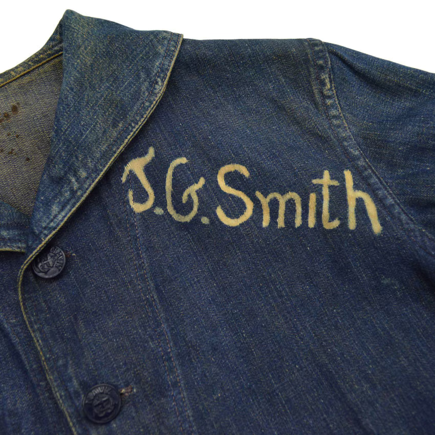 1940s US Navy Shawl Collar Denim Jacket, Dark Navy, Multiple Stencils...