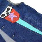 90's BRISTOL BLUES Painted Denim Vest, Cut-off... XXL