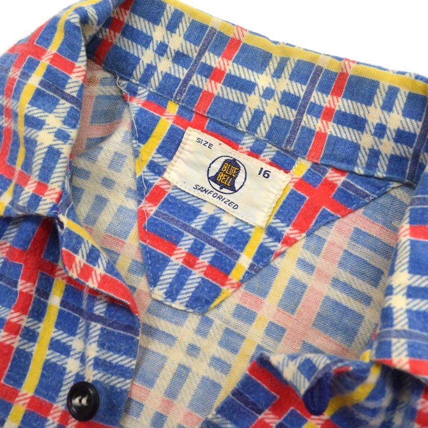 50's BLUEBELL Flannel Shirt with Vertical Bell Embroidery Tag and Print...