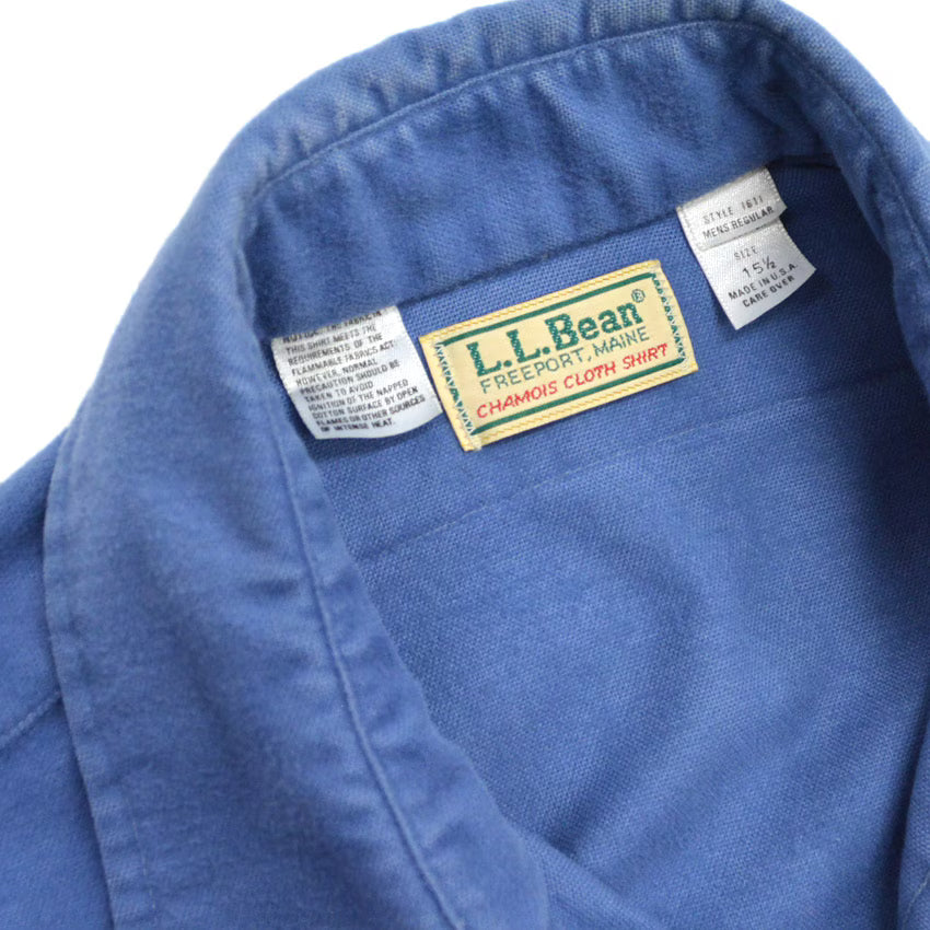 80's LLBean 'CHAMOIS CLOTH SHIRT' Blue... M