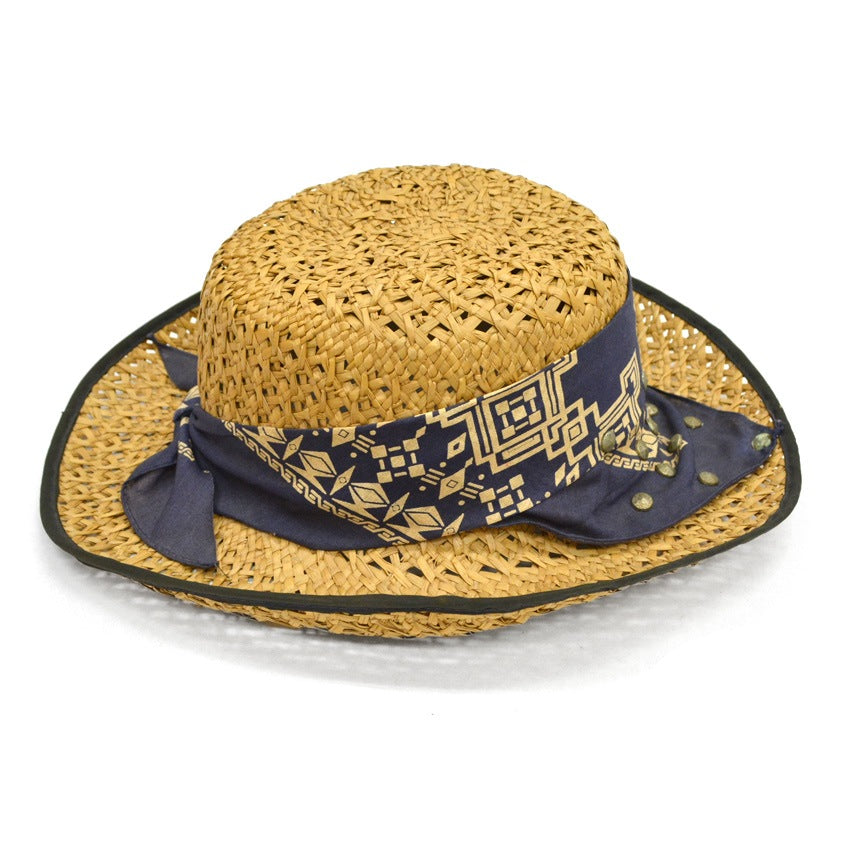 ~70's ATLAS 'Bandana with Studs' Straw Hat...
