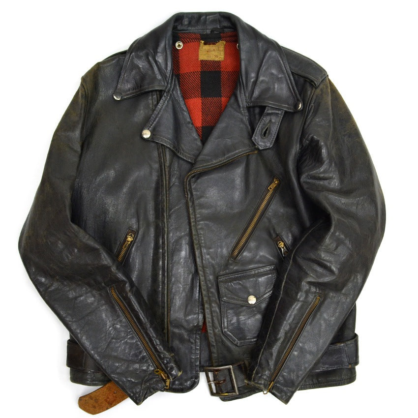 50's Genuine Horsehide FRONT QUARTERS Horsehide Double Riders Jacket... 40