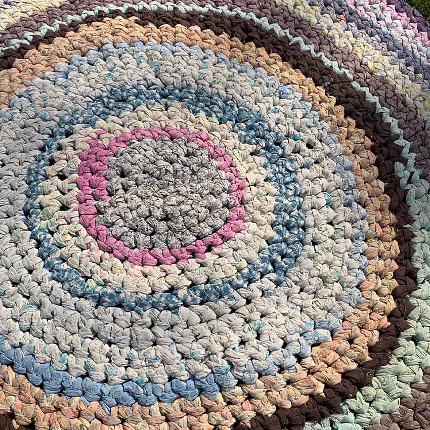 Old American Circle Braided Rug Handmade ... 大 118cm