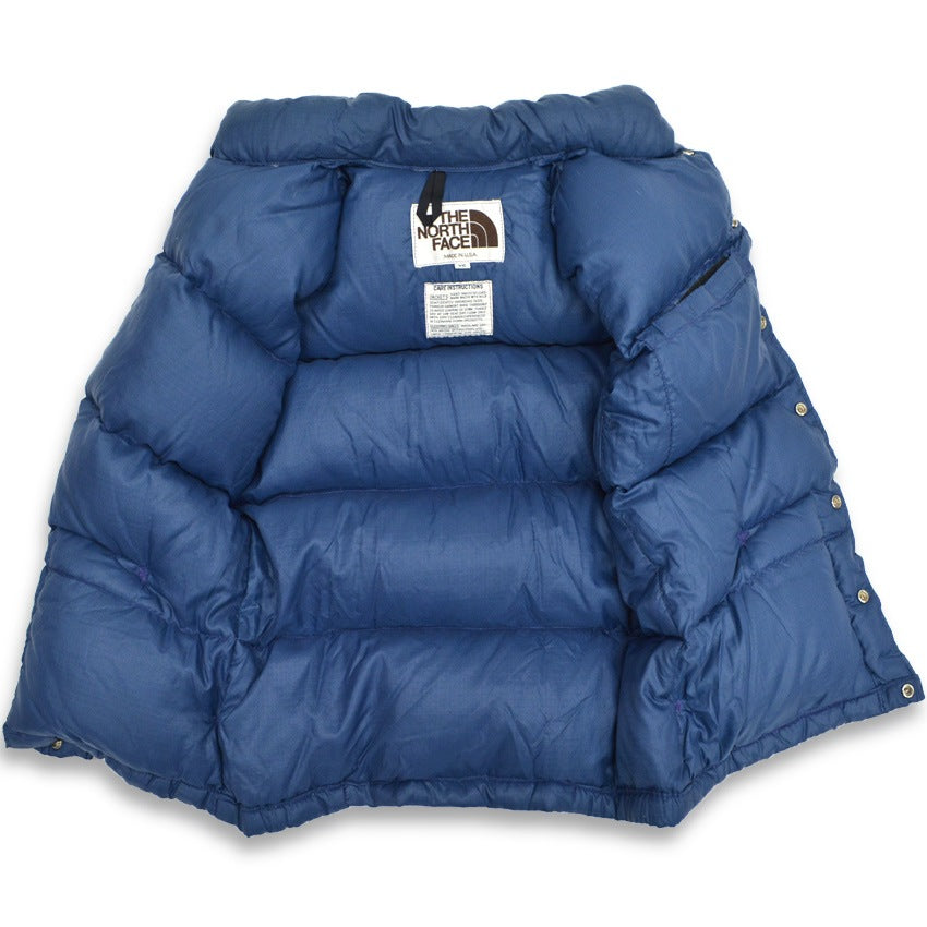 80's THE NORTH FACE Brown Tag Down Vest Navy ... XS