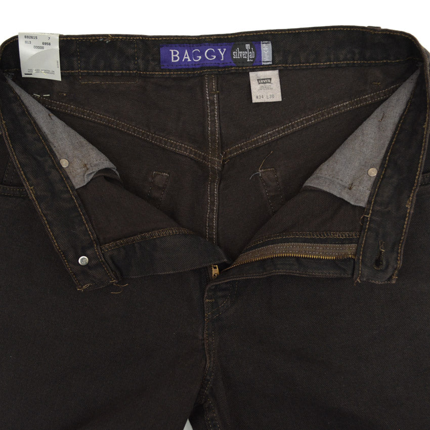90's Deadstock Levi's silver Tab 'BAGGY' Black Denim Pants... 34×30