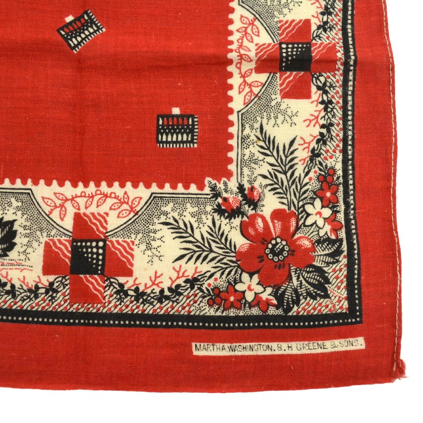 1880's~ MARTHA. WASHINGTON. SH GREENE & SONS. TURKEY RED BANDANA...