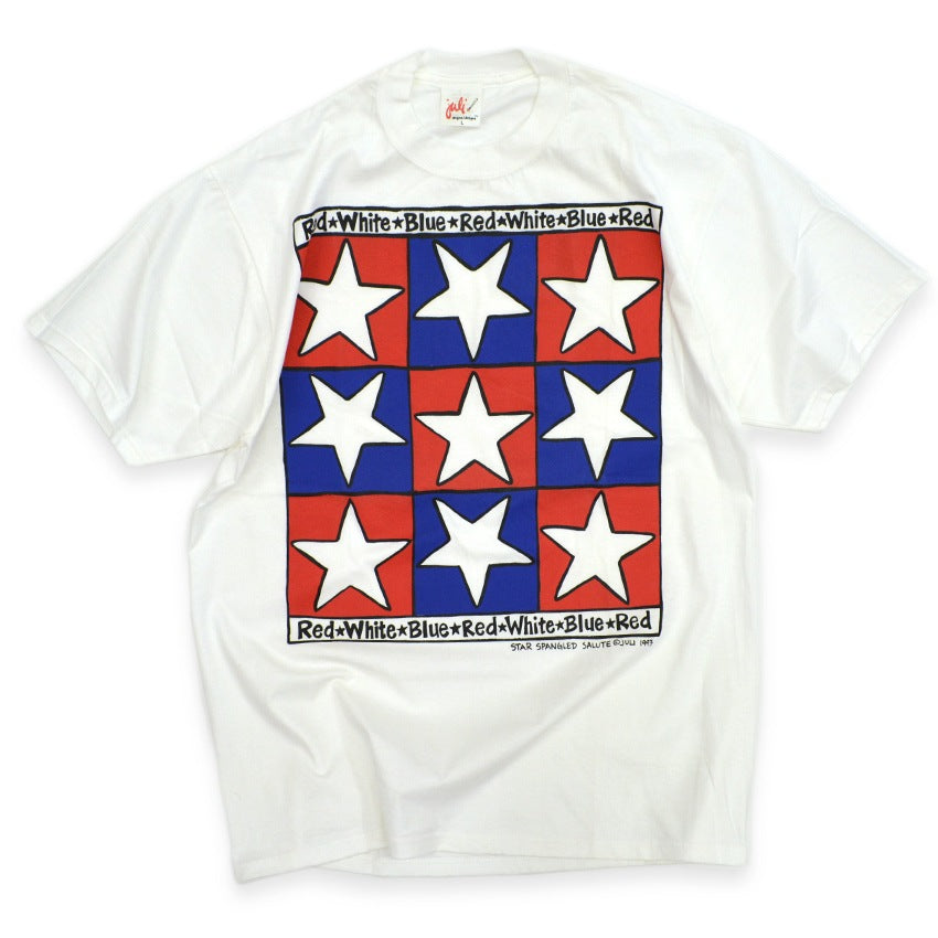 90's~ Deadstock juli Red White Blue Star T-shirt... L