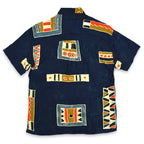 ~90's SERENDIPITY ART Indigo-dyed Rayon S/S Shirt ... M